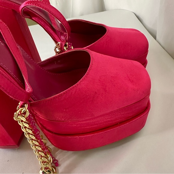 Public Desire Size 9 Double Platform Block Heel Sandals DIY Ankle Chains - Picture 5 of 6